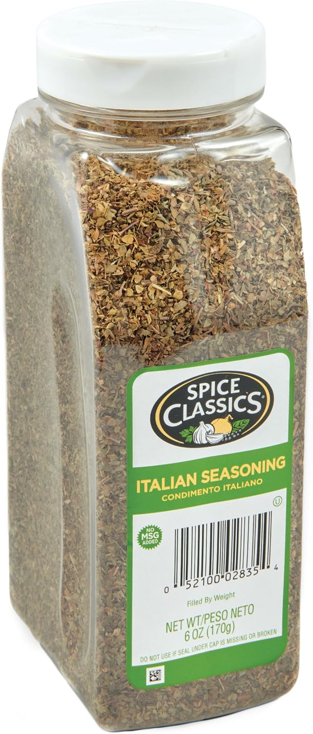 Spice Classics Italian Seasoning, 6 oz - One 6 Ounce Container of Italian Seasoning Spice for Authentic Italian Cooking, Perfect in Sauces, Vegetables, Pasta Dishes, Pizza and More