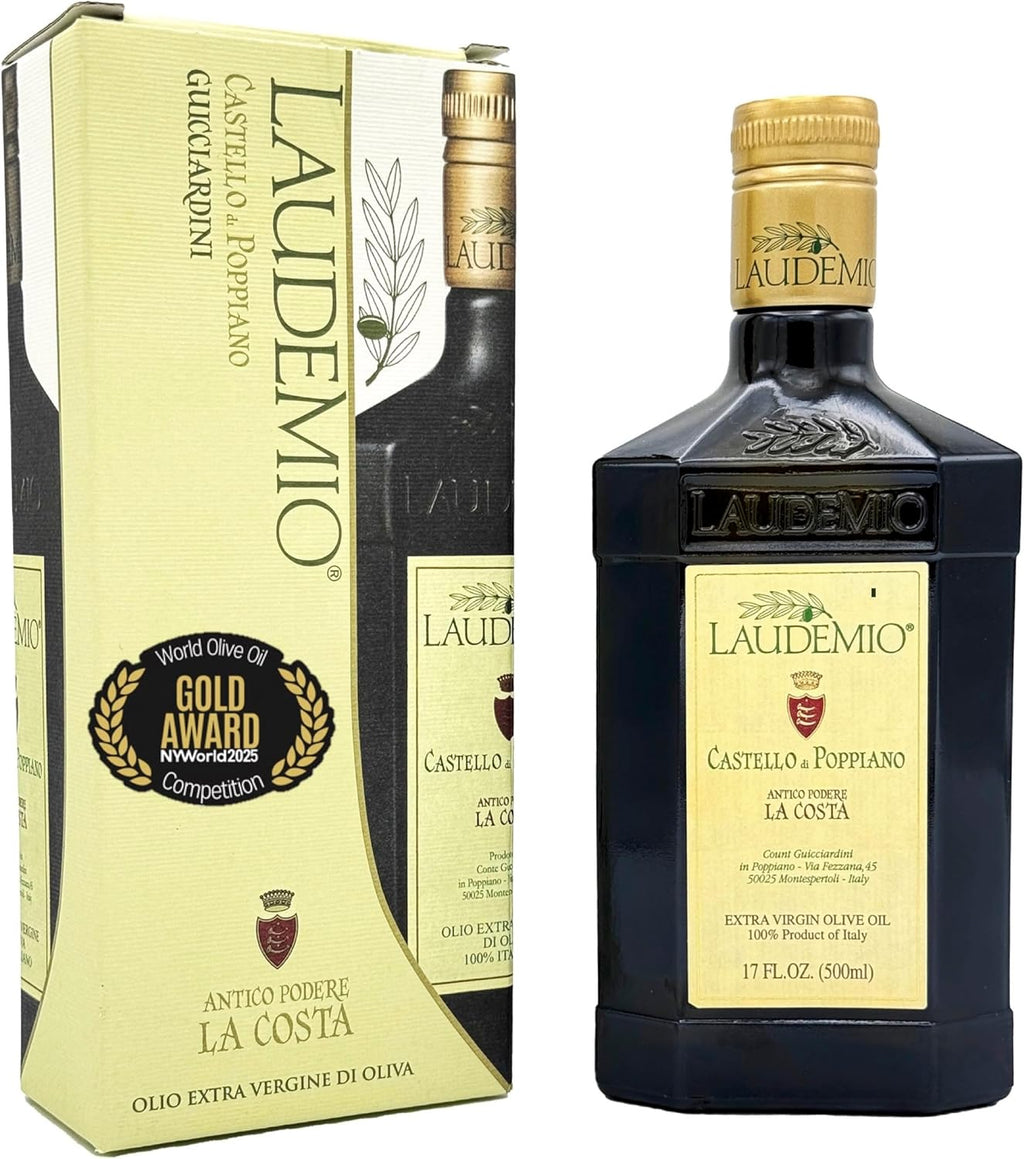 Laudemio Poppiano Guicciardini – Extra Virgin Olive Oil from Tuscany, 700+ mg/kg High Polyphenols, 2025 NYIOOC Gold Award, Early Harvest Frantoio olives, Lab Tested, No Pesticides, Premium Gift Box