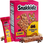 Snakkidz Organic Chewy Granola Bars for Kids, Allergen-Free, Nut-Free, Gluten-Free, Low Sugar Snack Bars Made with Avocado Oil, Individually Wrapped, School Lunch Snacks, Bulk Pack of 15, Chocolate Chip