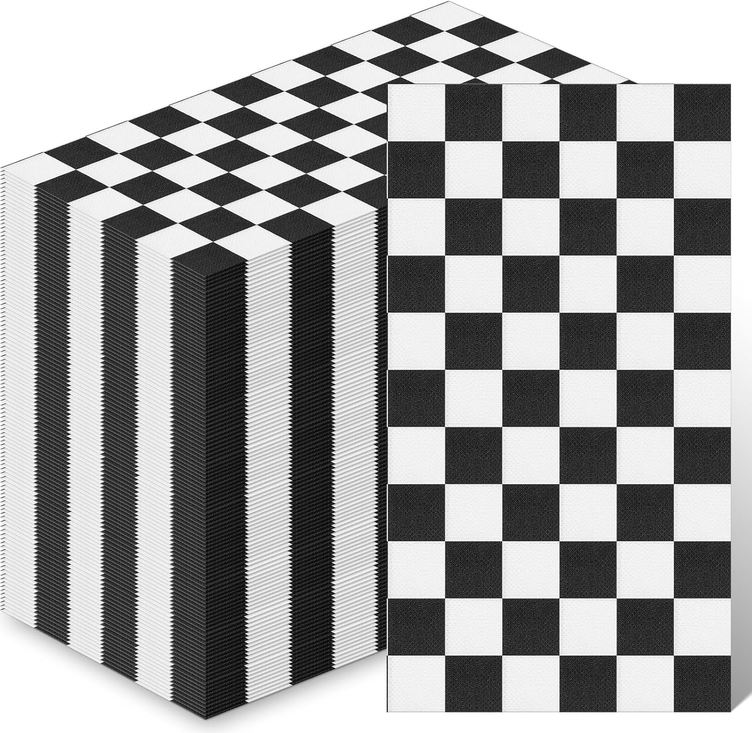 Lincia 100 Pcs Disposable Paper Napkins Checkered Black and White Napkins Disposable Gingham Race Car Birthday Party Supplies for Dinner Picnic Barbecue Racing Themed Party Favors, 3 Ply