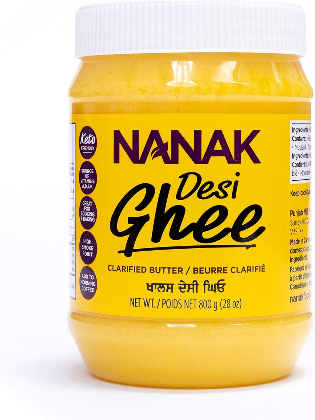 Nanak Desi Ghee Clarified Butter - Premium Quality, Keto Friendly, Certified Paleo, Lactose-Free, Source of Vitamins A & D Great Alternative for Butter Suitable for Cooking (28 oz)