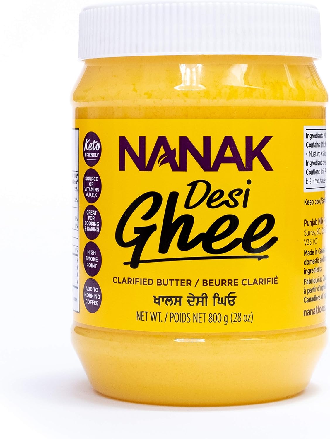 Nanak Desi Ghee Clarified Butter - Premium Quality, Keto Friendly, Certified Paleo, Lactose-Free, Source of Vitamins A & D Great Alternative for Butter Suitable for Cooking (28 oz)