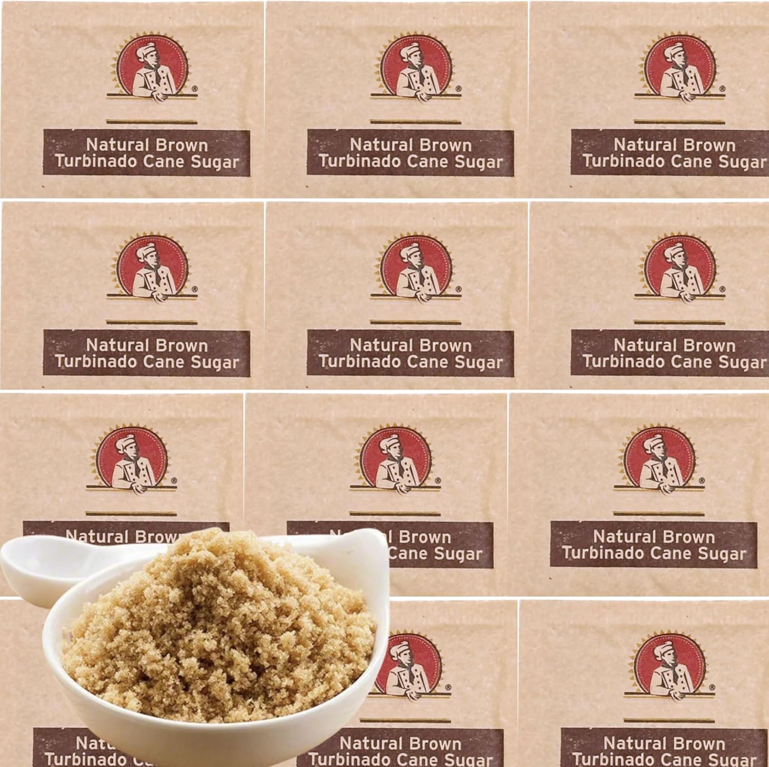 Natural Brown Turbinado Cane Sugar Packets – 50 Count – Raw Cane Sugar Sachets – 4g Each – Premium Natural Sweetener for Coffee, Tea, Baking, Office, Restaurants, and Travel
