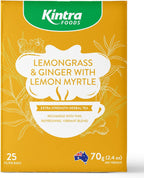 Kintra Foods Lemongrass and Ginger with Lemon Myrtle Herbal Teabags, 25 Filter Bags, 65g