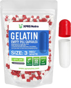 XPRS Nutra Size 3 Empty Capsules - 100 Count Empty Gelatin Capsules - Pills DIY Capsule Filling - Pure Bovine Pill Gel Caps Fillable Do-It-Yourself Vitamins and Supplements (Red/White)