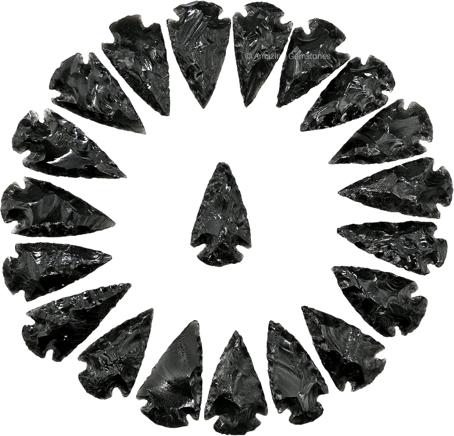 Amazing Gemstone 20 Pieces Black Obsidian Arrowhead, Crystal and Healing Stone Flint Rock Arrow Head - 1 to 1.5 Arrowheads for DIY Project Craft Point Jewelry Making