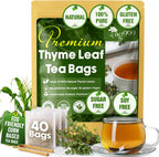 TOG999, Premium 40 Thyme Leaf Tea Bags, 100% Natural & Pure Thyme Leaves. Loose Leaf Thyme Herbal Tea. Thyme Leaf Tea. No Sugar, No Caffeine, No Gluten, Vegan.