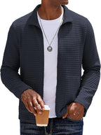 COOFANDY Men's Lightweight Varsity Jacket Casual Bomber Jackets Waffle Zip Up Sweatshirts with Pocket