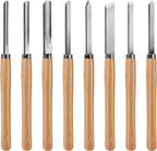 HAUTMEC Professional Wood Turning Chisel 8 pcs Set, Lathe Chisel Set with 2 Skew 1 Spear Point 1 Parting 1 Round Nose & 3 Gouge Tools for Beginners, Hobbyists and Professionals HT0237-WW