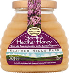 Heather Hills Farm Raw Scottish Heather Honey Jar 340g (12oz) - Highland Wild-flowering Purple Ling Heather Artisanal Pure Natural Honey, Traditional British Food Gift & Spread, Made in Scotland