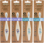 Jack N' Jill Baby & Toddler Toothbrush - 12 Months & Up, Age 2-4, Natural, Soft, Non Toxic, Cornhusk Handle, Kids Toothbrushes for Girls & Boys - Assorted Characters (4 Pack)