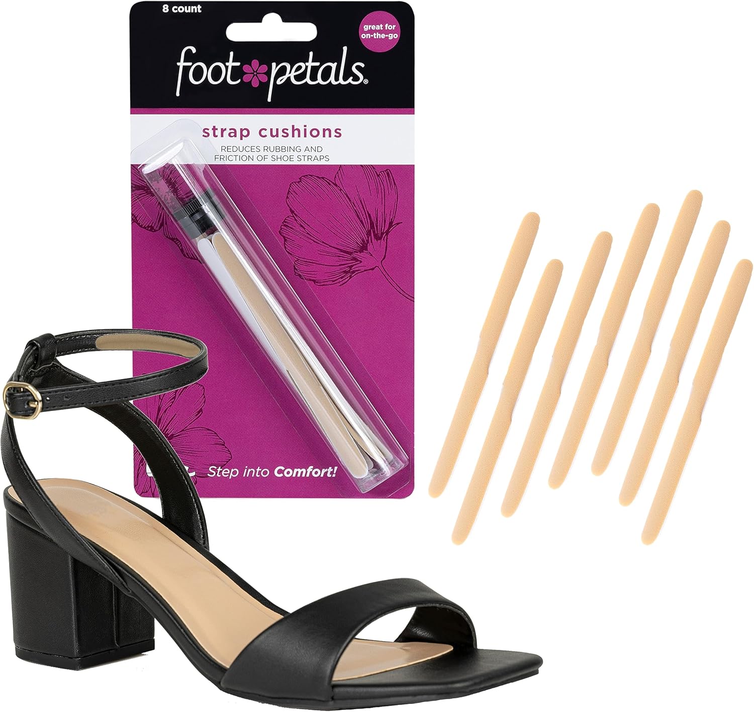 Foot Petals Strap Cushions, Stop Slipping Straps, Reduce Rubbing, Prevent Blisters, Red Marks, Better Fit, Trimmable