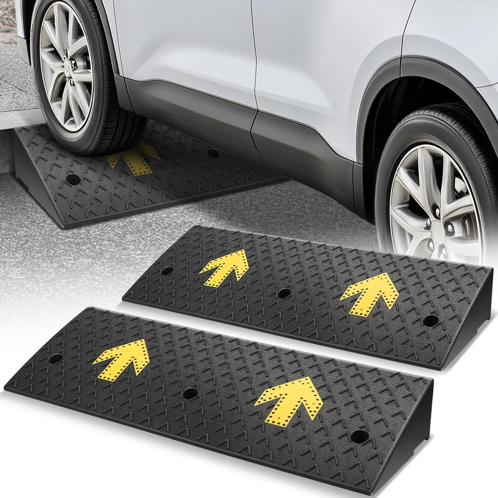 Auto Dynasty Rubber Curb Ramps, 5.5" Lift Height Curbside Driveway Ramp with Arrow, 4410 LBS/2T Capacity Sidewalk Curb Ramp for Cars Trucks Bikes Motorcycles Wheelchairs, 2 Pack