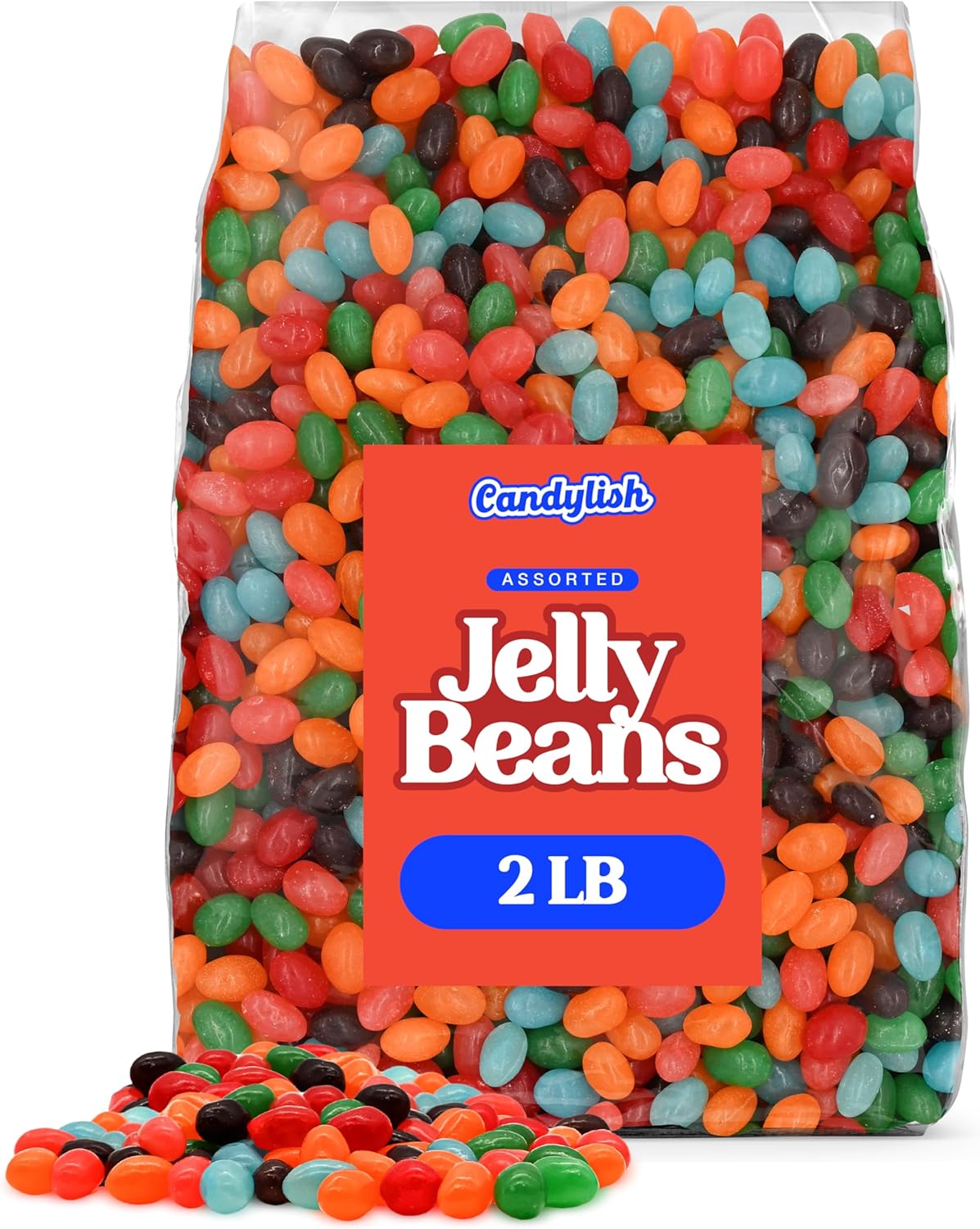 Jelly Beans – 2 lb Bulk Bag | Assorted Flavors: Strawberry Orange, Blue Raspberry, Watermelon, Grape, & Apple | Perfect for Candy Lovers, Parties, Easter & Gifting