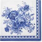 Chinoiserie Blue Floral Paper Napkins Disposable Party Napkins Paper Dinner Napkins 2-ply/33x33cm (20-Count)