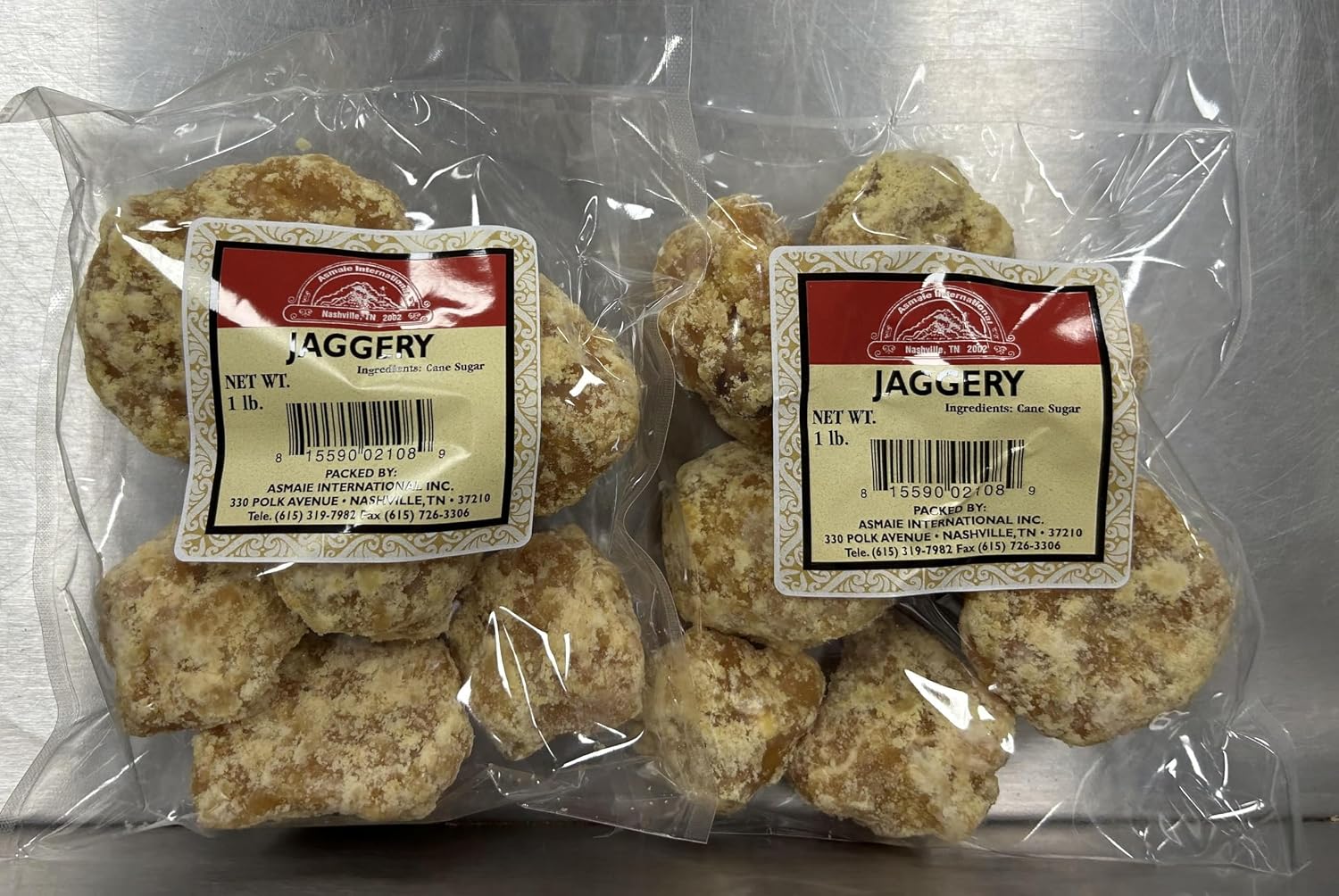 Pure Jaggery – 1 LB (Pack of 2) – Natural Unrefined Cane Sugar – Authentic Desi Gur for Tea, Coffee, Sweets, and Cooking – No Additives or Preservatives