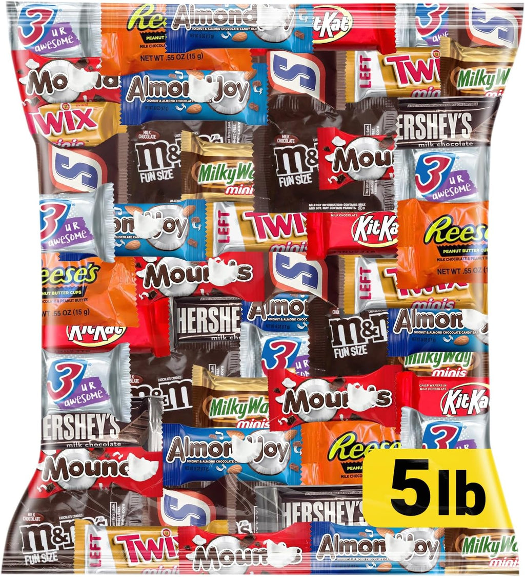 Easter Chocolate Assorted Bulk Candy Variety Pack 5lb – Mini Chocolate Bars, Milk & Dark Chocolate Mix, Individually Wrapped Easter Candy for Baskets, Egg Hunts, Party Favors and Treat Bags