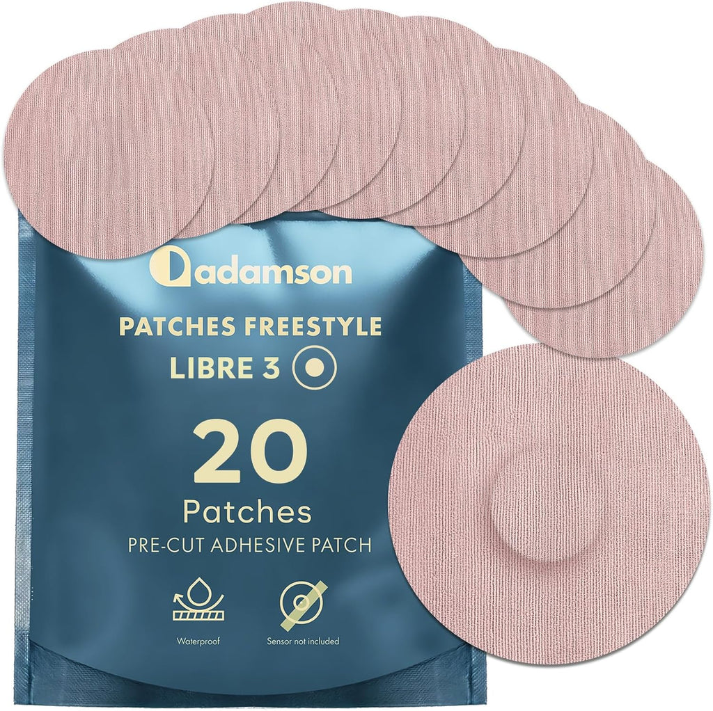 Freestyle Libre 3 Sensor Covers – 20 Libre 3 Patches, Long-Lasting, No Glue on Center, Non-Irritating, Easy to Apply and Remove – for Sports and Daily Use - Beige