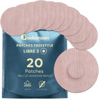 Freestyle Libre 3 Sensor Covers – 20 Libre 3 Patches, Long-Lasting, No Glue on Center, Non-Irritating, Easy to Apply and Remove – for Sports and Daily Use - Beige