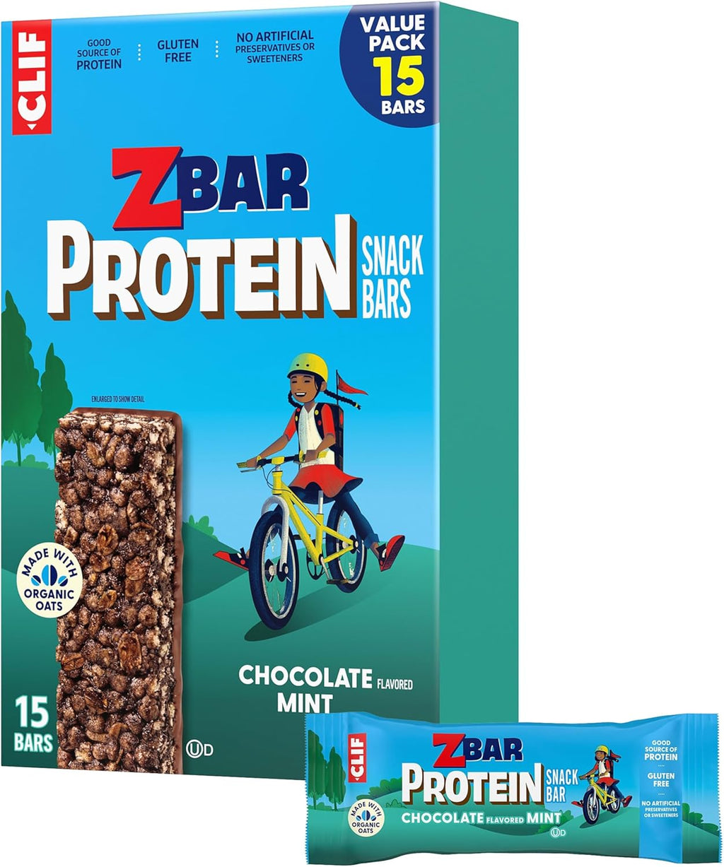 Zbar Protein - Chocolate Flavored Mint - Crispy Snack Bars - Made with Organic Oats - Non-GMO - 5g Protein - Gluten Free Protein Bars (15 Pack)