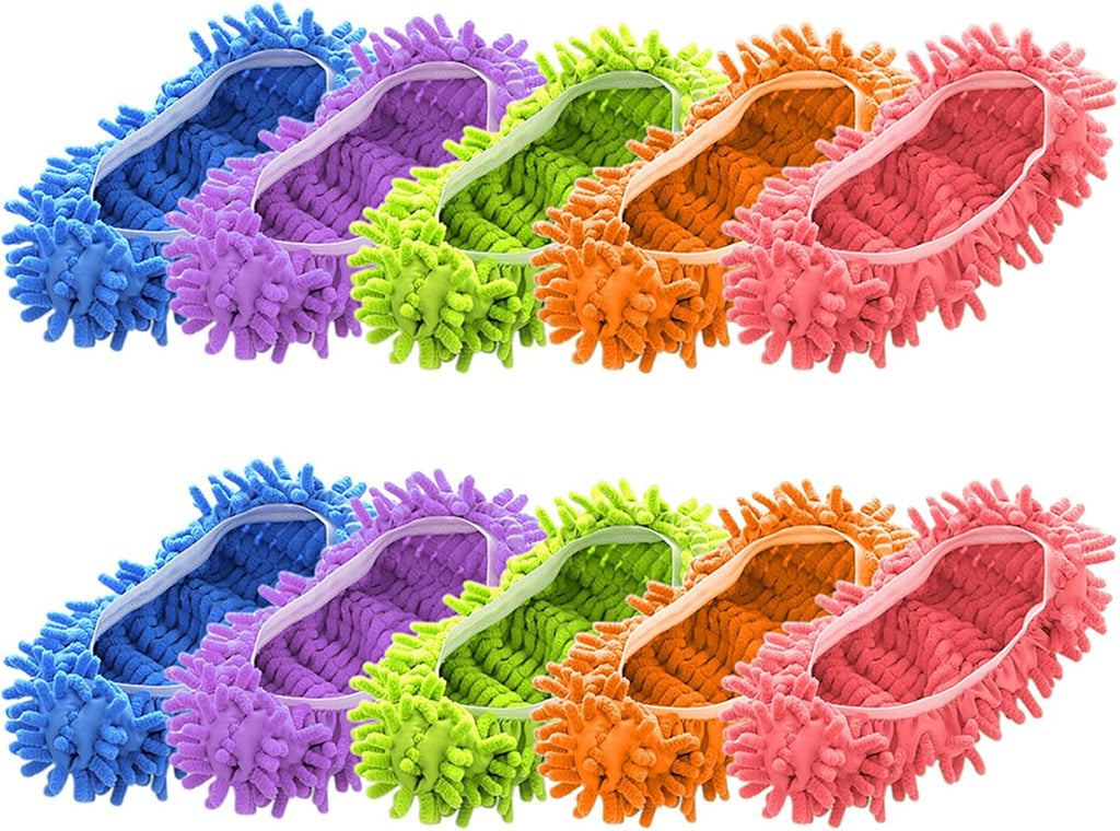 Cosywell 5 Pairs 10 PCS Mop Slippers for Floor Cleaning Supplies Microfiber Mopping Slippers Washable Reusable Mop Socks Mop Shoes Microfiber Foot Socks