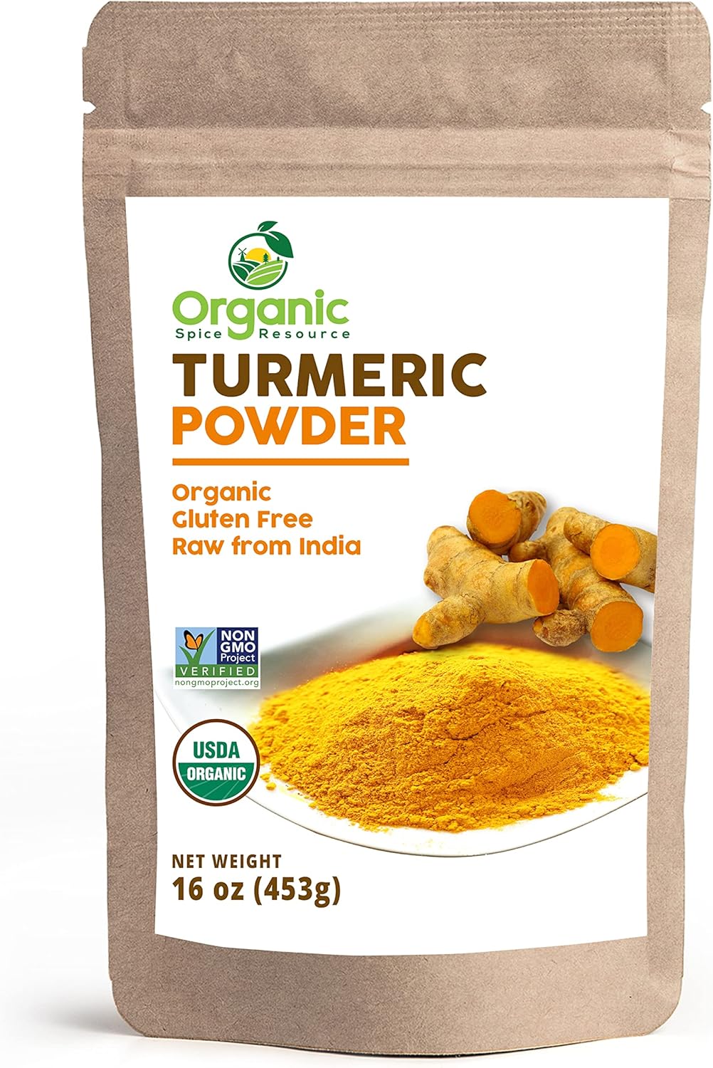 Organic Turmeric Powder w/Curcumin | 16oz or 454g | USDA Organics and Non-GMO | 100% Raw and Natural by OSR