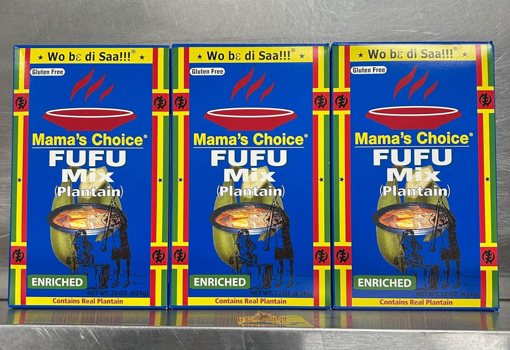 Mama’s Choice Fufu Mix (Plantain), Gluten Free, Enriched African Fufu Flour, Contains Real Plantain, 22 oz (624 g) Pack of 3.