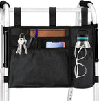 Walker Bag Basket with Cup Holder for Folding Walker Accessories for Seniors Elderly, Handicap, Foldable & Water Resistant Walker Storage Bags with Big Capacity - Black