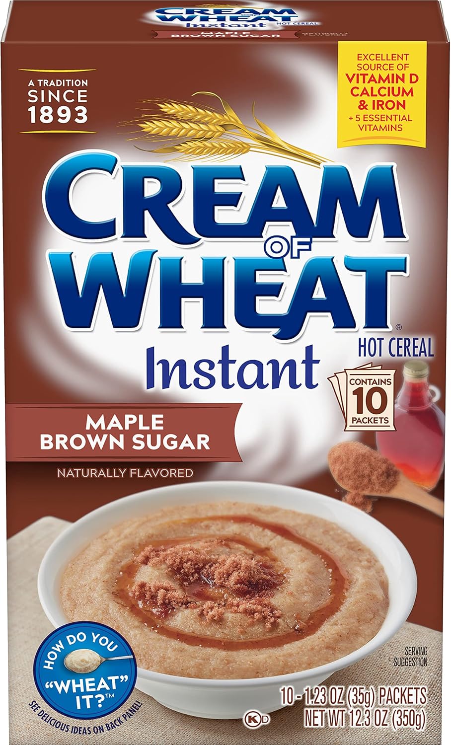 Cream of Wheat Instant Hot Cereal, Maple Brown Sugar, 1.23 Ounce, 10 Packets