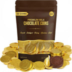 Large Chocolate Gold Coins, 32-Pack, Milk Chocolate Candy, 1.5 Inch Half Dollar Size, Gold Foil, Individually Wrapped Party Favors For Holidays, Candy Buffets, Goodie Bags, Treasure & Easter Hunts