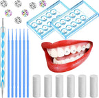Boao 61 Pcs Tooth Gem Kit DIY Jewelry Dental Gems Reflective Teeth Diamonds Set Artificial Crystal Ornaments Jewel with Applicator Sticks Dot Drill Pen Cotton Sticks(White,Colorful,Blue)