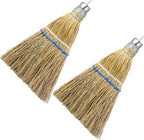 Suclain 4 Pcs 12 Inch Whisk Broom Hand Held Mini Corn Straw Whisk Broom Short Handle with Metal Hanger Halloween for Multi Surface Sweeping Small Hand Brush for Outdoor Car Porch Debris Dust Dirt