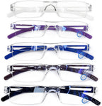 AQWANO Rimless Reading Glasses for Women Men, Clear Frame Readers Computer Blue Light Blocking Anti Glare Filter Lightweight,2.0