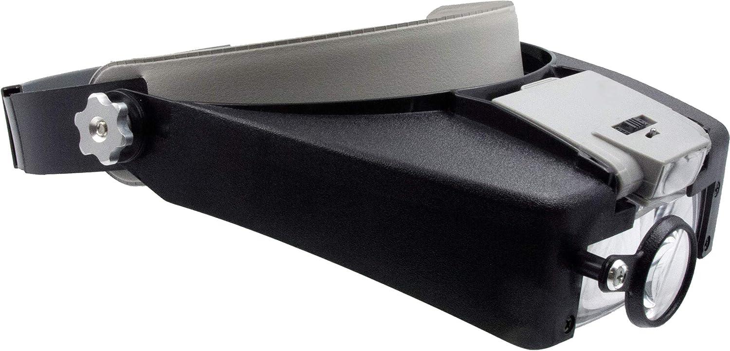 Zega Crafts Headband Magnifier w/ 3 Multi-Depth Magnifying Lenses & Detachabe Worklight