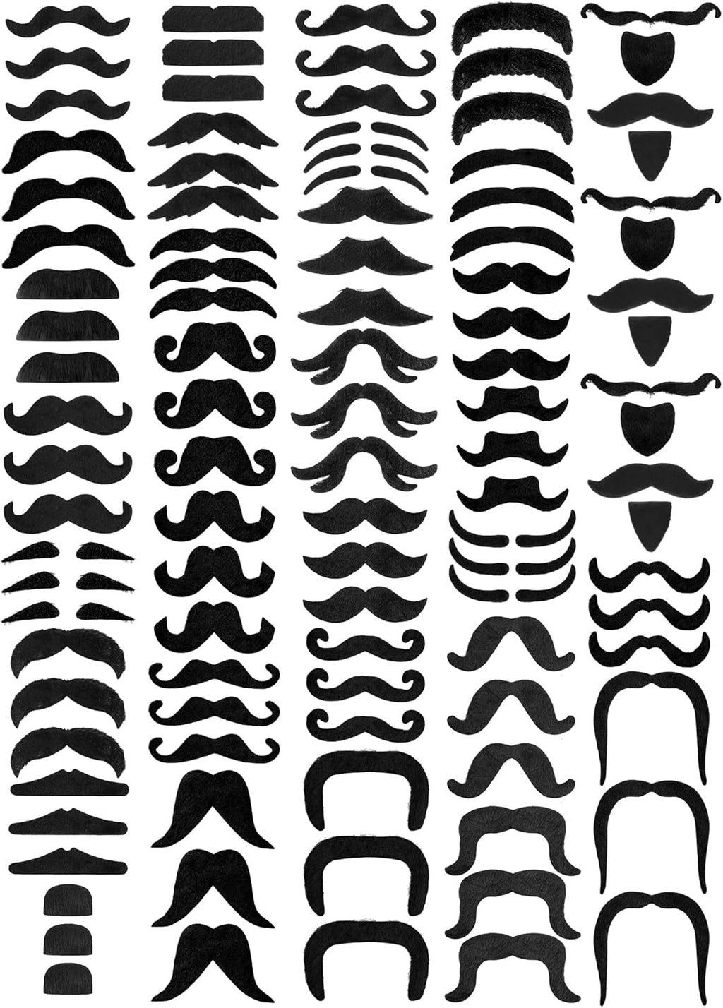 Giegxin 175 Pcs Fake Mustaches Bulk for Kids Stick on Mustache Kids Beard Self Adhesive Sticker School Classroom Costume Beard Novelty