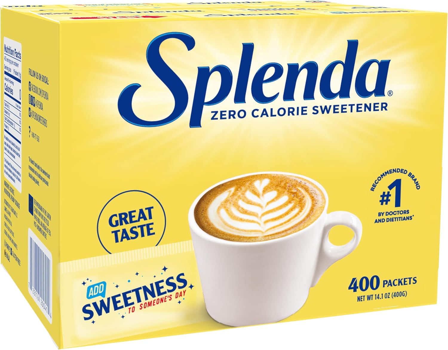 SPLENDA Zero Calorie Sweetener, 400 Count Packets