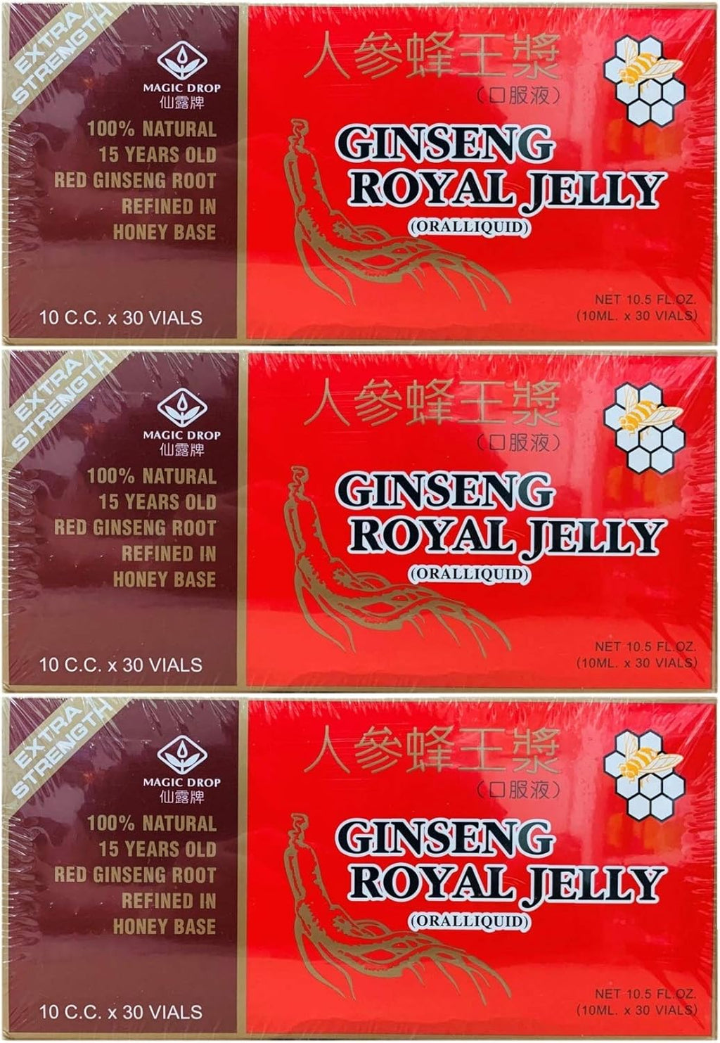 New Green Nutrition 3 Boxes Magic Drop Ginseng Royal Jelly (30 Vials), Total 90 Vials