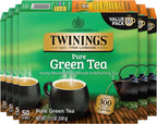 Twinings Pure Green Tea Individually Wrapped Bags, 50 Count (Pack of 6), Smooth Flavour, Enticing Aroma, Caffeinated, Enjoy Hot or Iced, 300 Teabags