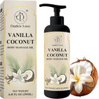 Vanilla Coconut Body Massage Oil | with Vitamin E & Jojoba Oil | Deep Hydration for Dry Skin | Non-Greasy, Fast-Absorbing Formula | 8.45 fl oz (250ml)