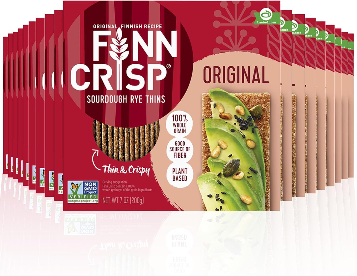 Finn Crisps Original Rye Crispbread 7oz, 18 Pack Bulk Order | Thin, Crispy Rye Flatbread Crackers | Multipack of Authentic Finish Sourdough Crispbread | Whole Grain Rye Crackers [18 Boxes x 7oz]