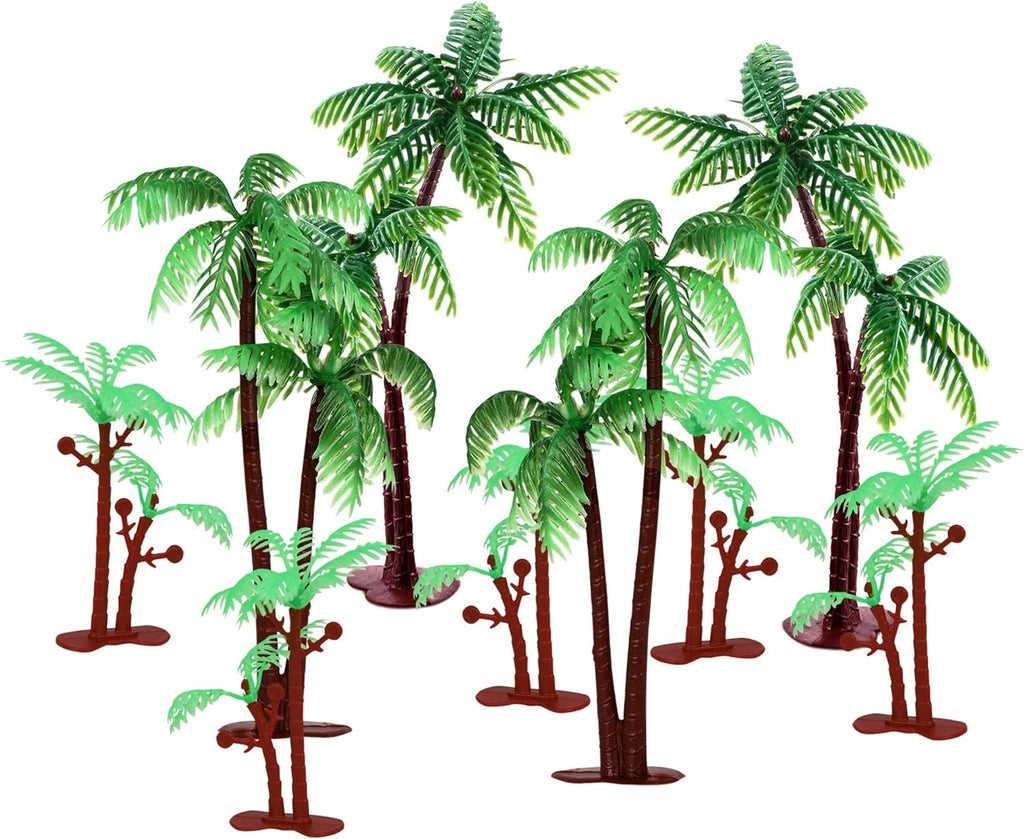 Rsstarxi 10 Pack Palm Tree Cake Topper Plastic Green Palm Tree Coconuts Cupcake Toppers Summer Beach Theme Palm Tree Decorations for Hawaii Baby Shower Birthday Party Cake Decorations