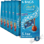 Lindt LINDOR Sea Salt Milk Chocolate Truffles, Milk Chocolate Candy with Smooth, Melting Truffle Center, Great for Gift Giving, 5.1 oz. Bag (6 Pack)