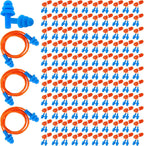 Xuhal 200 Pairs Corded Ear Plugs Silicone Earplugs with Cord Individually Wrapped Reusable Earplugs Sleep Noise Cancelling Hearing Protection for Snoring Shooting Studying Construction (Blue)