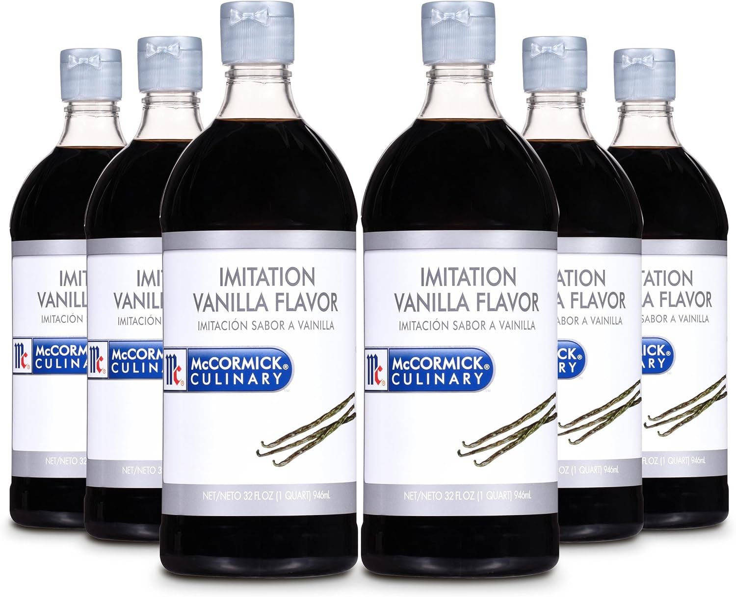 McCormick Culinary Imitation Vanilla Flavoring, 32 fl oz (Pack of 6) - Six 32 Fluid Ounce Bottles of Imitation Vanilla Extract for Baking, Best for Cakes, Frostings, Desserts and More