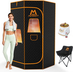 M METERXITY Portable Sauna for Home, Thickened 600D Steam Sauna Tent, Home Sauna Box with 3L 1500w Steamer, 9 Levels Heat, Folding Chair, Remote Control