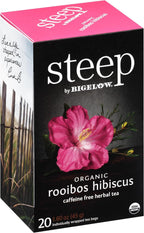 steep by Bigelow Organic Rooibos Hibiscus Herbal Tea, Caffeine Free, 20 Count (Pack of 6), 120 Total Tea Bags