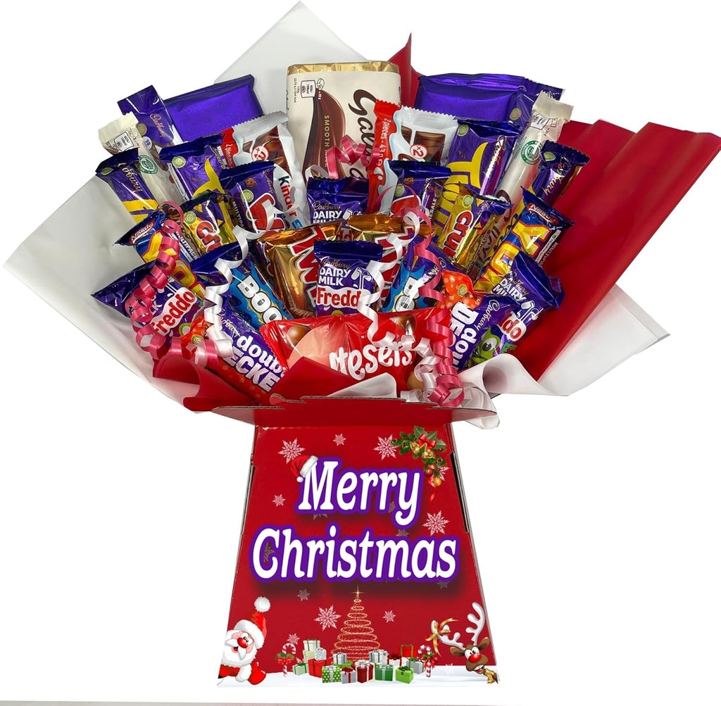 Christmas Chocolate Gift Hamper Bouquet Box (Compatible With CADBURY RED MEGA-MIX)