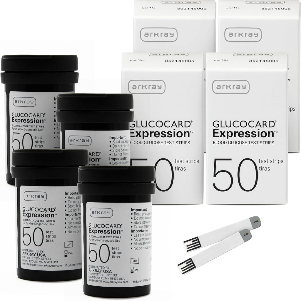 ARKRAY GLUCOCARD Expression Blood Glucose Test Strips - No Coding, 0.8 Microliter & Fast 6-Second Results - Compatible with GLUCOCARD Expression Blood Glucose Meter - 200 Count (4 Packs of 50)