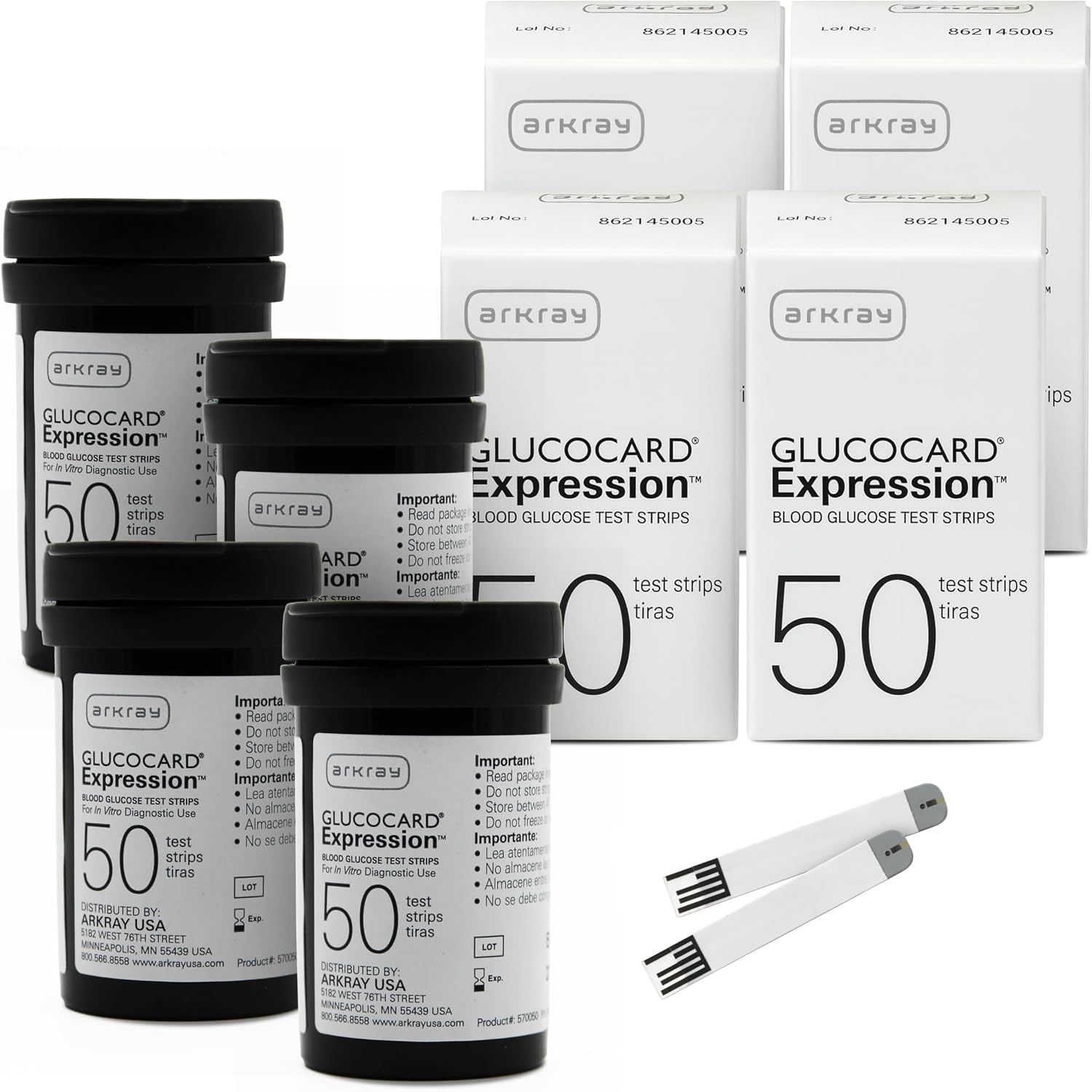 ARKRAY GLUCOCARD Expression Blood Glucose Test Strips - No Coding, 0.8 Microliter & Fast 6-Second Results - Compatible with GLUCOCARD Expression Blood Glucose Meter - 200 Count (4 Packs of 50)