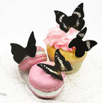 Edible Butterflies Small Size Premium Crafted Made in the USA Cake and Cupcake Toppers, Decoration (black) set of 24